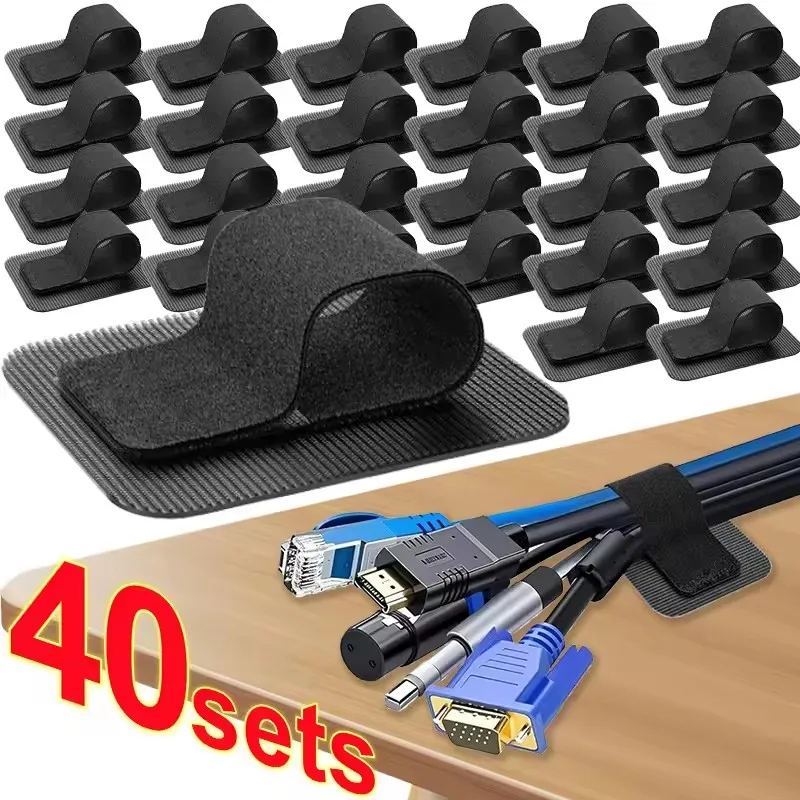 Desk Cable Organizer - 4-40 Zestawów do organizacji kabli pod